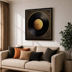 Vinyl Record Wall Art Audio Disc Framed Canvas Baroque Luxury Gift Music Home Decor