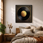 Vinyl Record Wall Art Audio Disc Framed Canvas Baroque Luxury Gift Music Home Decor