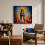 Our Lady of Guadalupe Wall Art La Guadalupana Framed Canvas Floral Catholic Home Decor