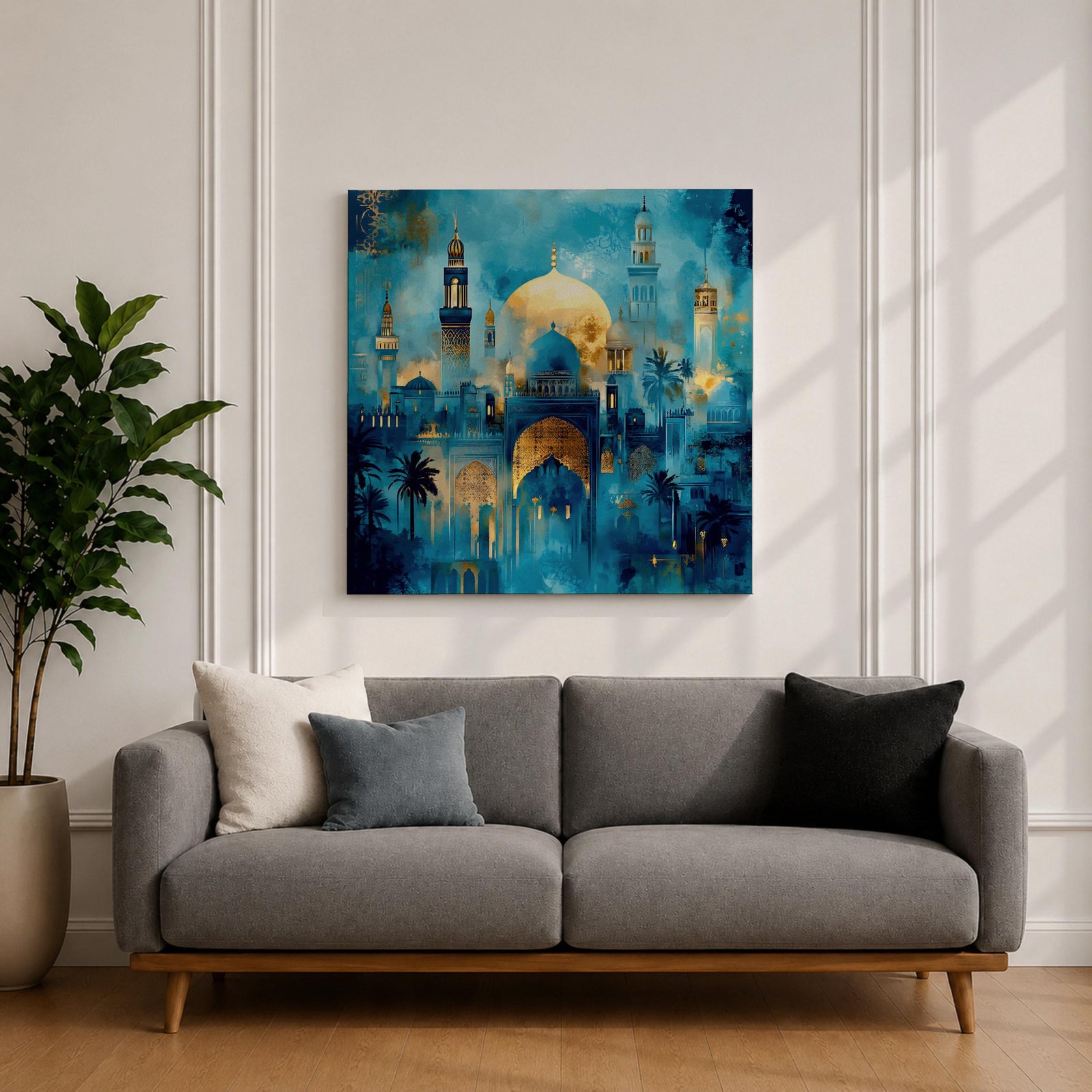 Blue Mosque Wall Art Masjid Sultan Ahmed Framed Canvas Istanbul Abstract Islamic Home Decor