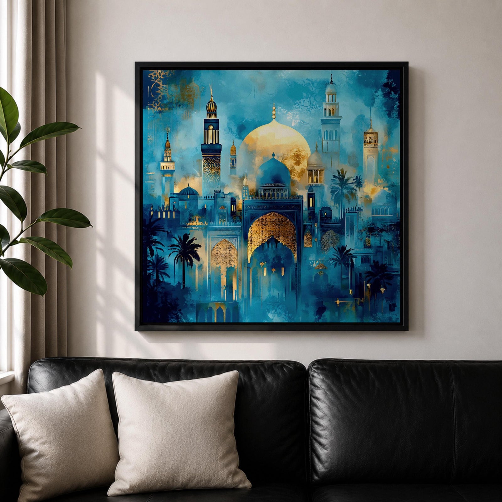 Blue Mosque Wall Art Masjid Sultan Ahmed Framed Canvas Istanbul Abstract Islamic Home Decor