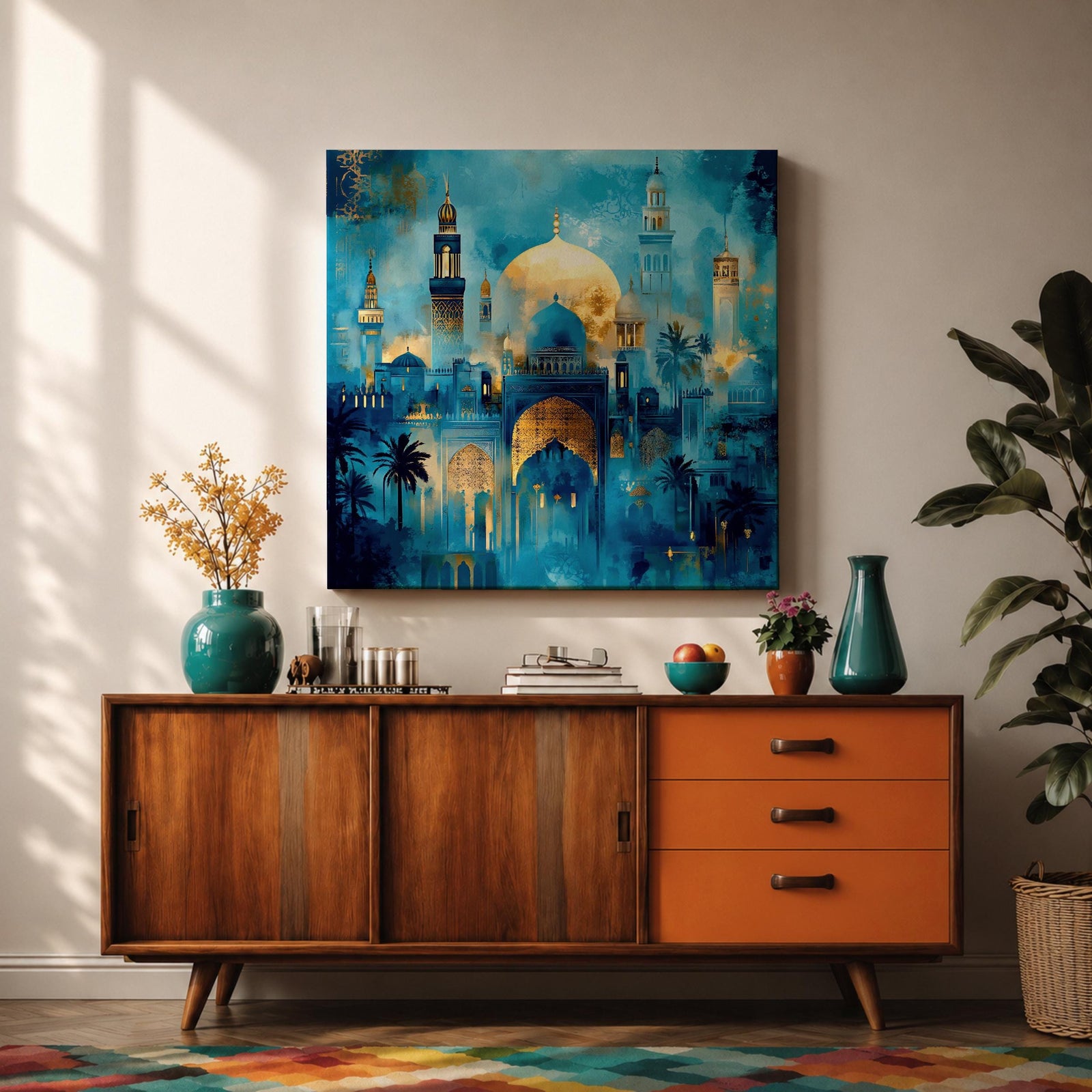 Blue Mosque Wall Art Masjid Sultan Ahmed Framed Canvas Istanbul Abstract Islamic Home Decor