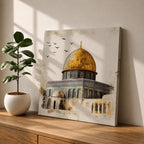 Golden Dome of the Rock Wall Art Qubbat As Sakhrah Framed Canvas Muslim Decor