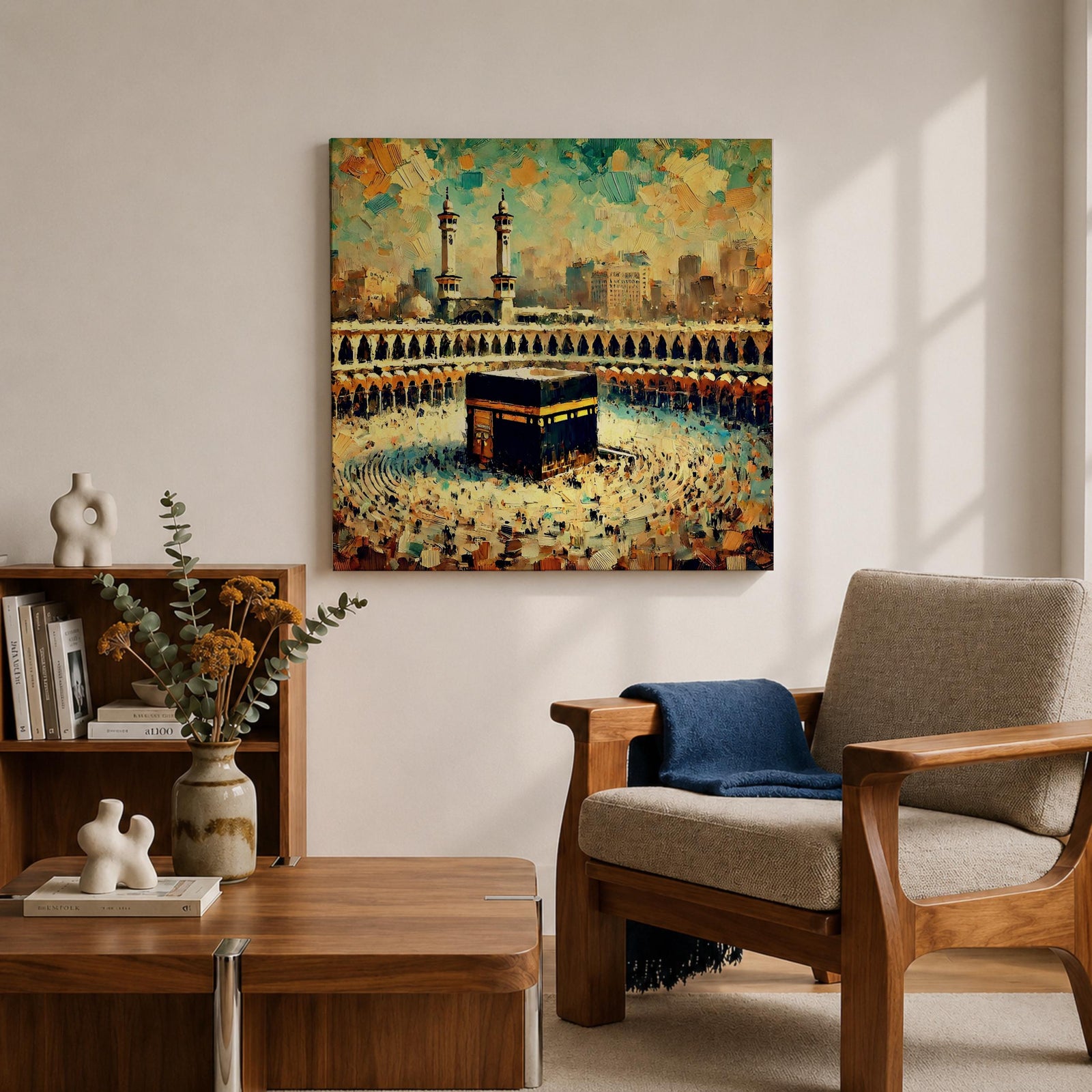Abstract Kaaba Wall Art Mecca Mosque Framed Canvas Mecca Religious Islamic Home Decor