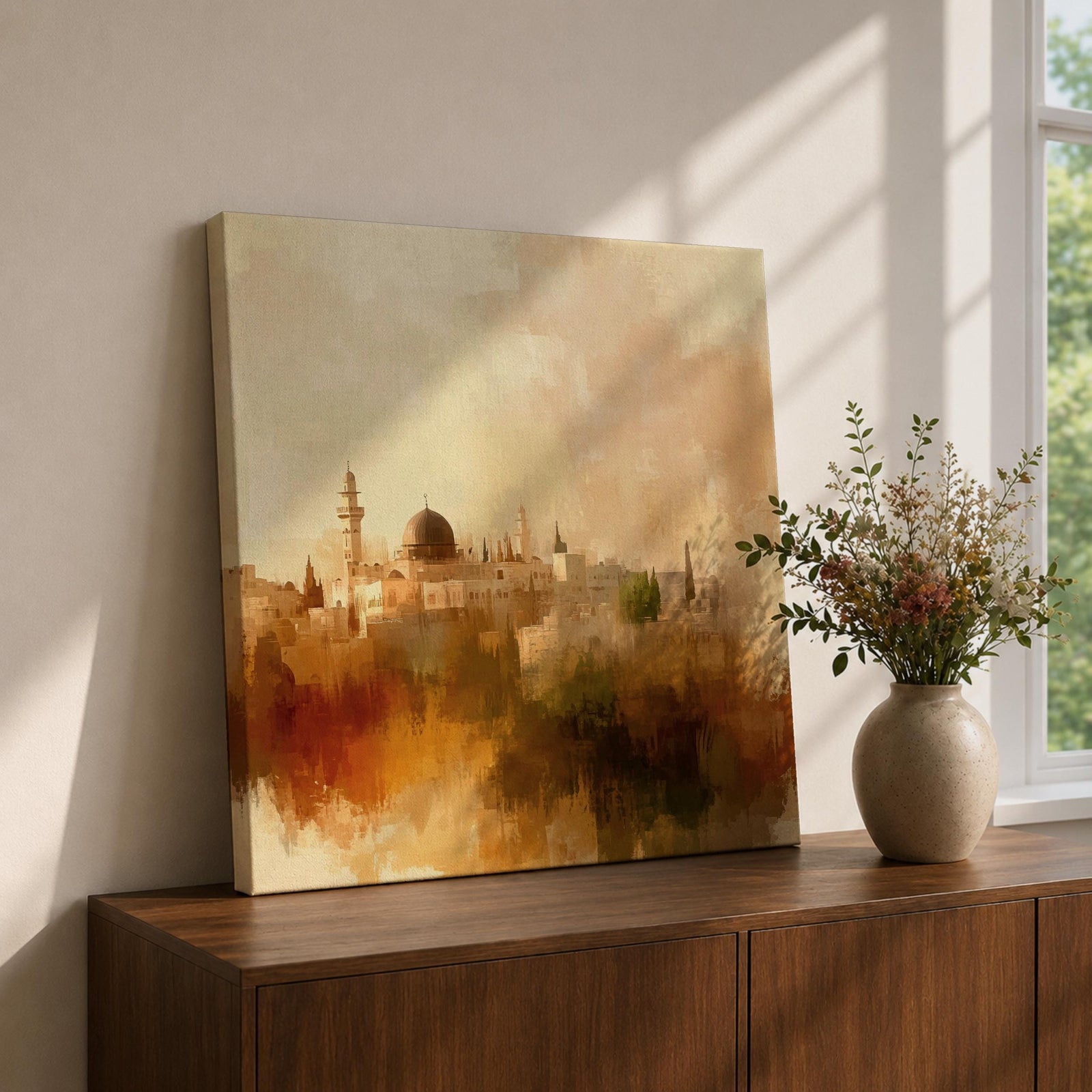 Masjid Al Aqsa Wall Art Jerusalem Mosque Framed Canvas Abstract Islamic Home Decor