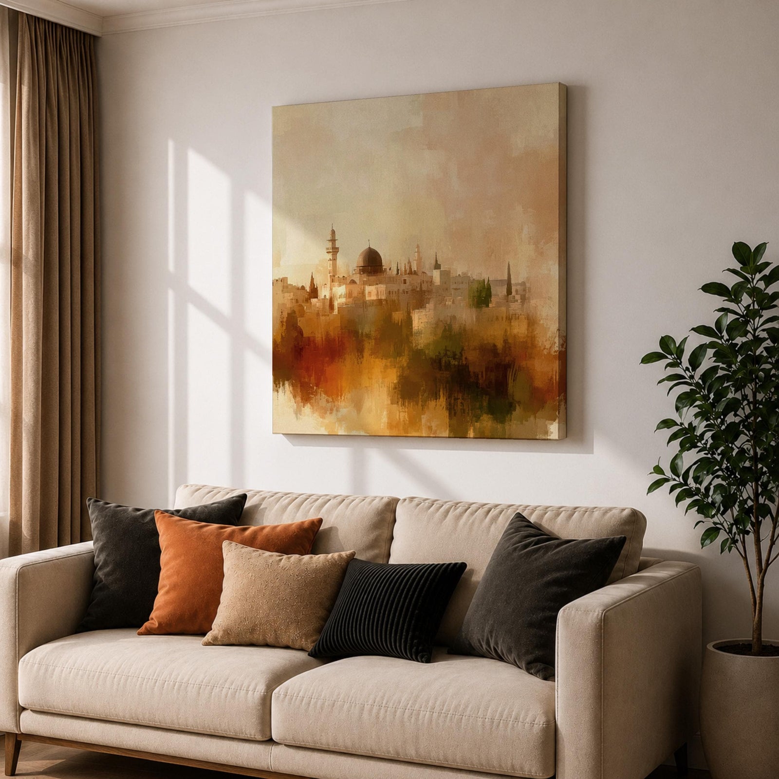 Masjid Al Aqsa Wall Art Jerusalem Mosque Framed Canvas Abstract Islamic Home Decor