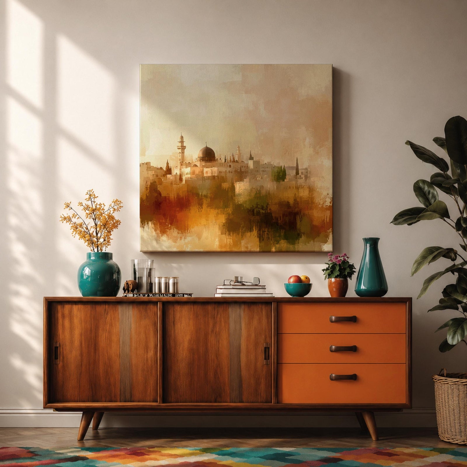 Masjid Al Aqsa Wall Art Jerusalem Mosque Framed Canvas Abstract Islamic Home Decor