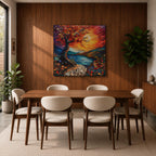 Moonlit Tree Wall Art Sunset Landscape Framed Canvas Lake Landscape Impasto Home Decor