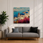 Santorini Greece Wall Art Greek Island Framed Canvas Mediterranean Coastal Landscape Living Room Decor