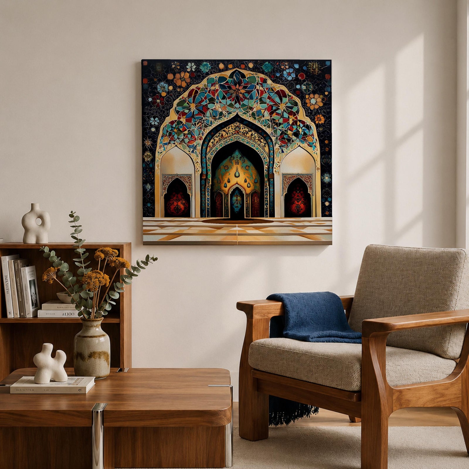 Islamic Archway Wall Art Mosque Arch Framed Canvas Middle Eastern Mosaic Islamic Home Decor