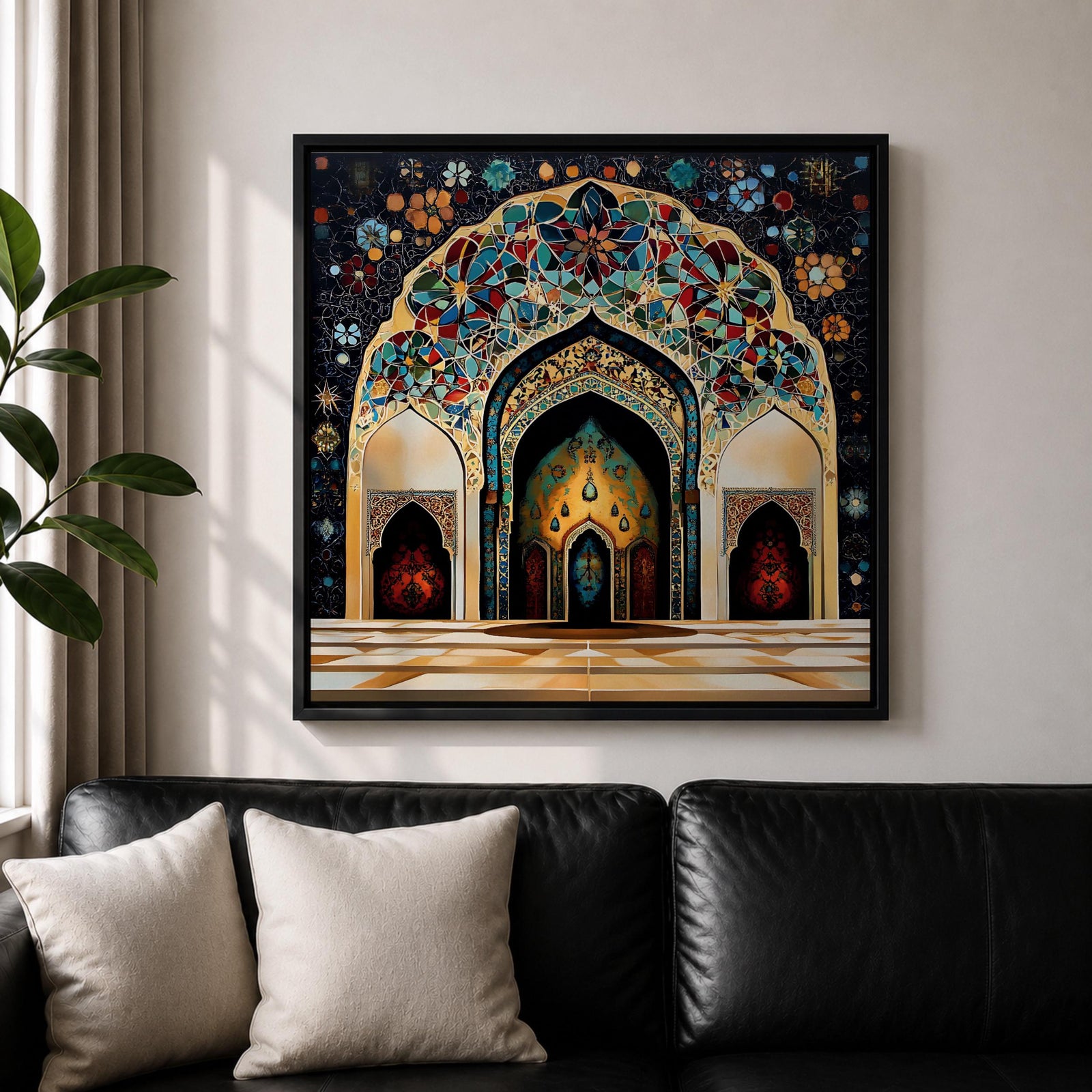 Islamic Archway Wall Art Mosque Arch Framed Canvas Middle Eastern Mosaic Islamic Home Decor