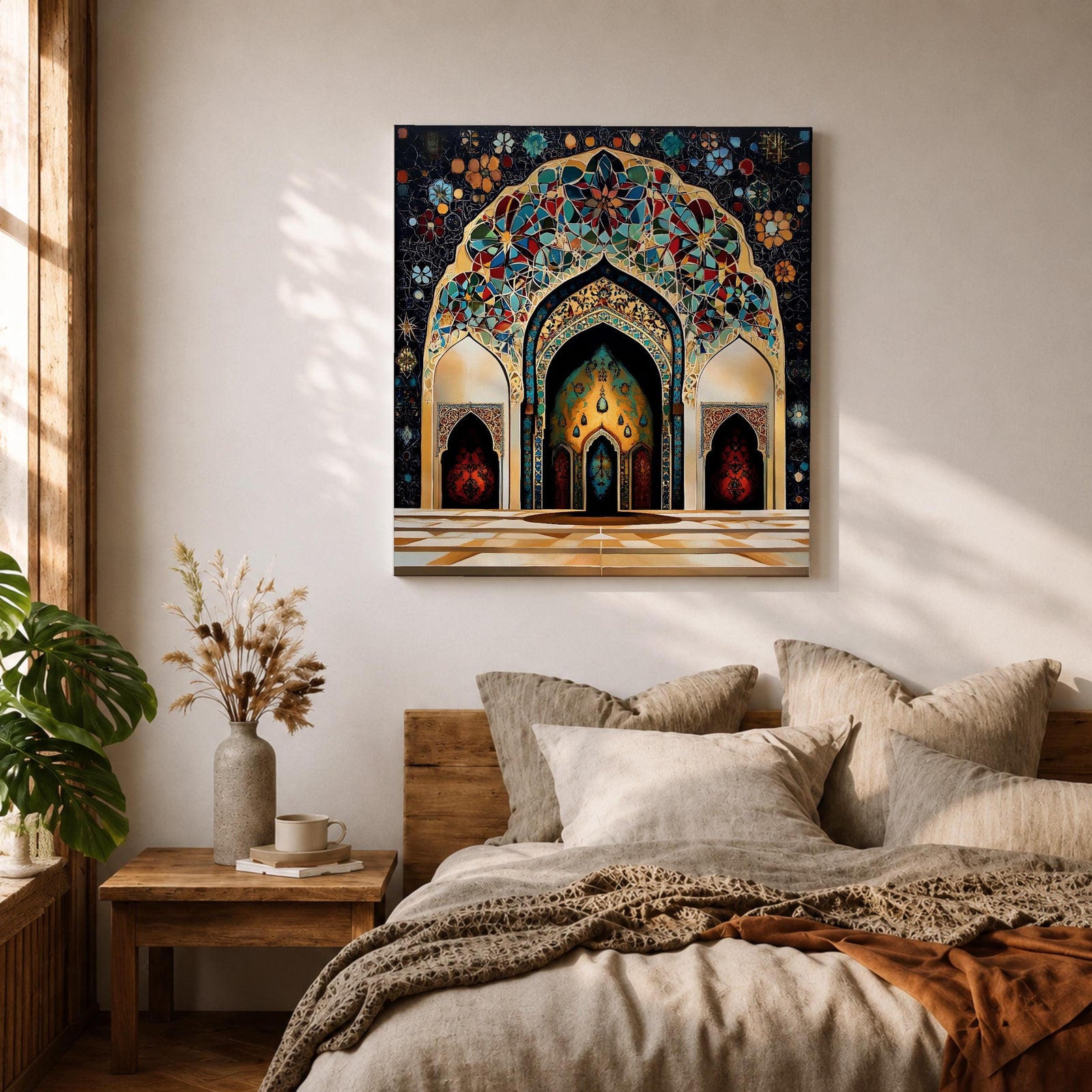 Islamic Archway Wall Art Mosque Arch Framed Canvas Middle Eastern Mosaic Islamic Home Decor