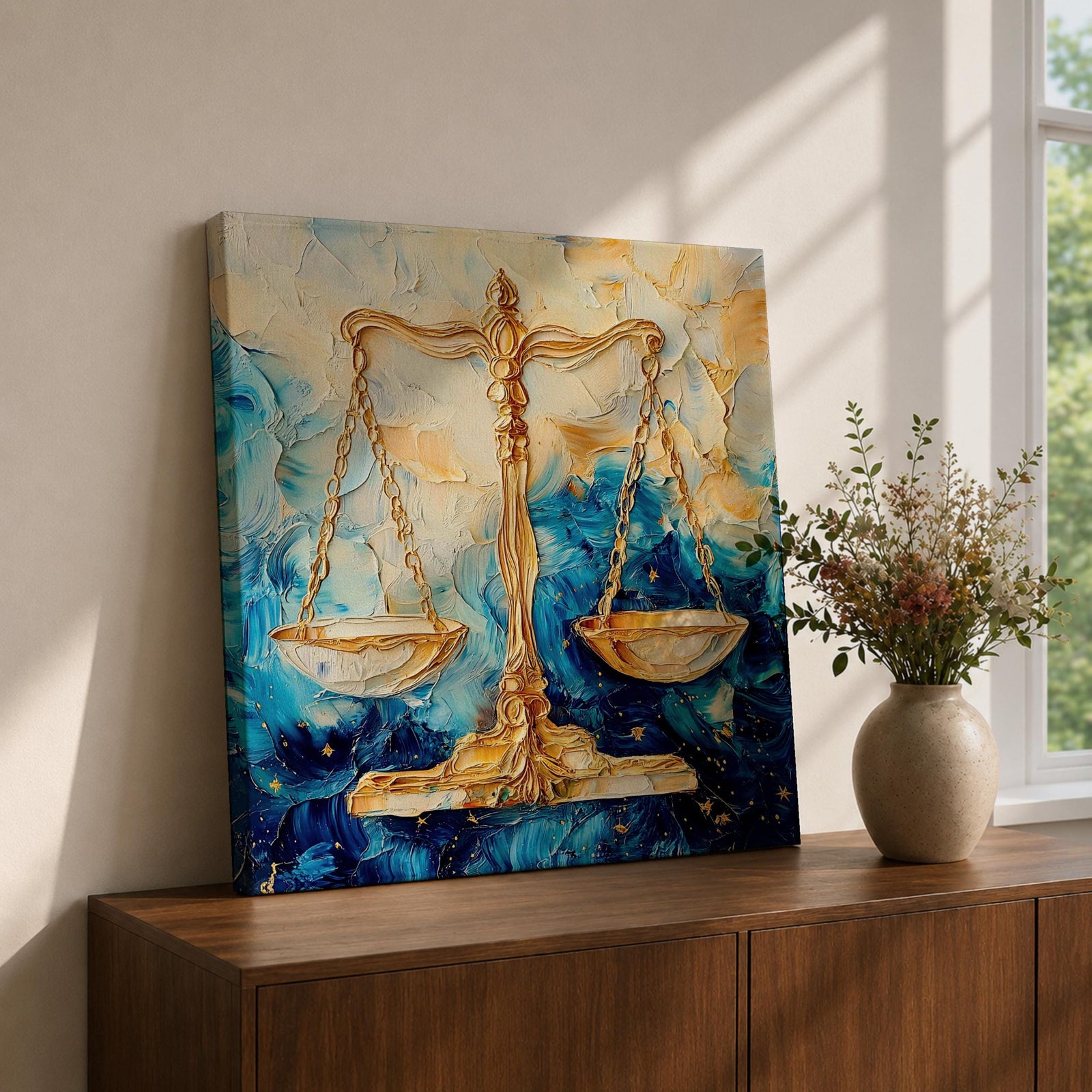 Scales of Justice Wall Art Balance Scale Framed Canvas Legal Symbol Law Office Decor