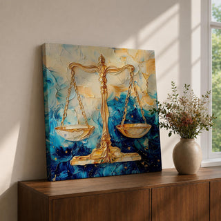 Scales of Justice Wall Art Balance Scale Framed Canvas Legal Symbol Law Office Decor