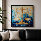 Scales of Justice Wall Art Balance Scale Framed Canvas Legal Symbol Law Office Decor