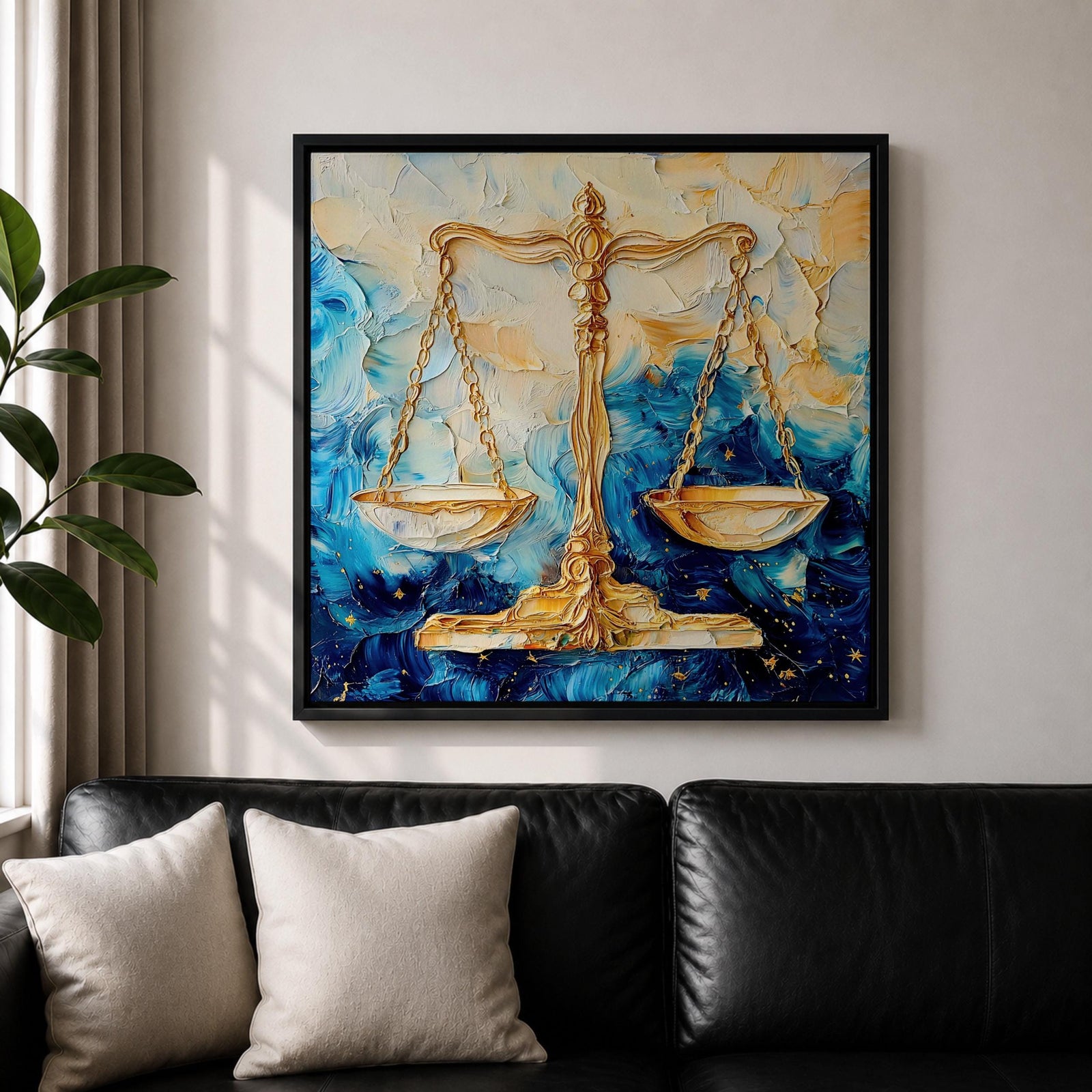 Scales of Justice Wall Art Balance Scale Framed Canvas Legal Symbol Law Office Decor