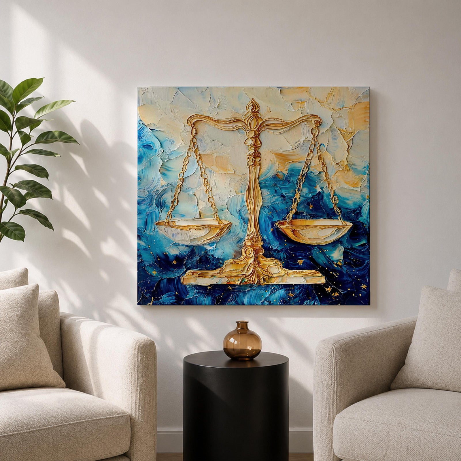 Scales of Justice Wall Art Balance Scale Framed Canvas Legal Symbol Law Office Decor