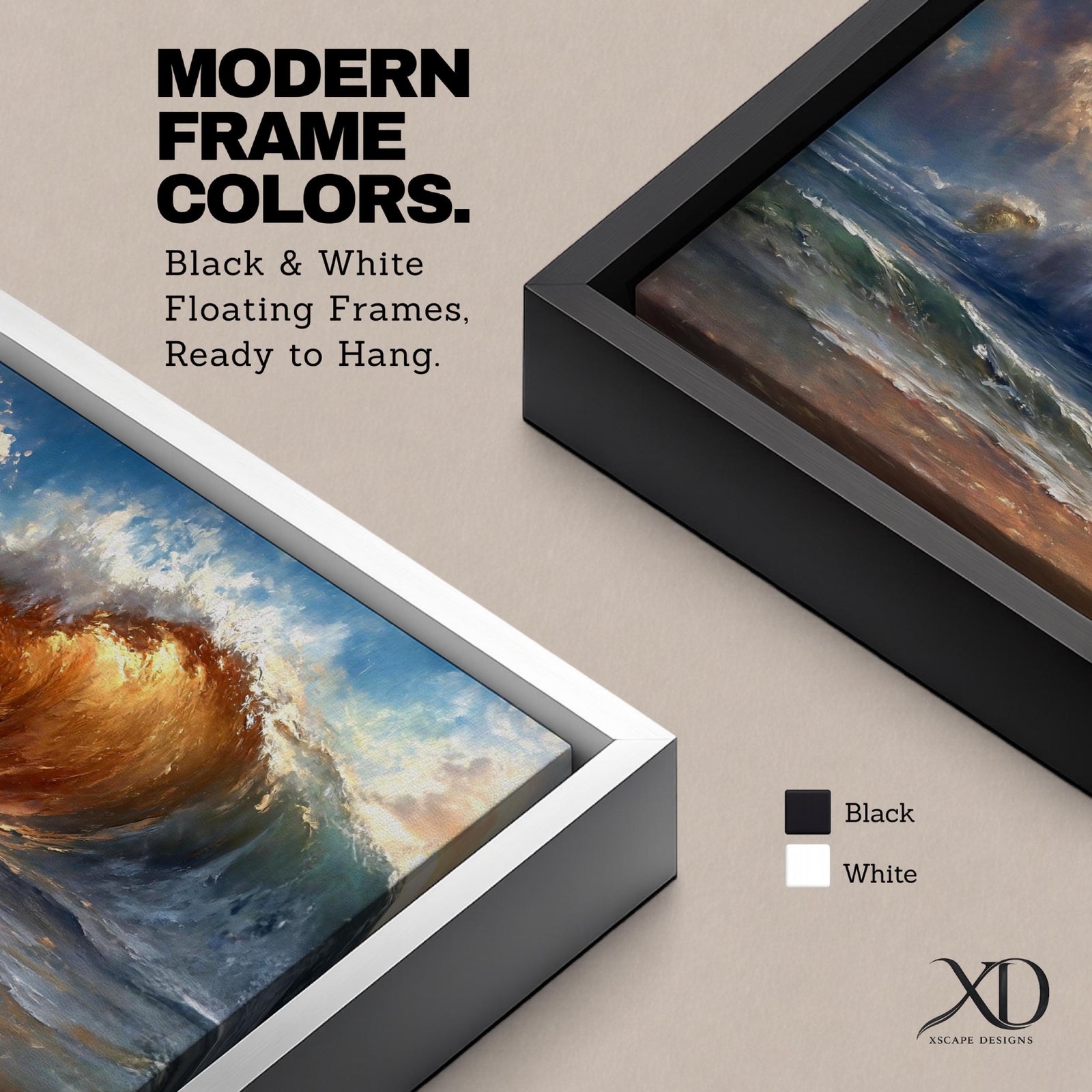 A panoramic painting of a powerful ocean wave cresting toward the shore, illuminated by warm golden light within the curl, with textured brushstrokes capturing the motion of water, foam, and reflections beneath a sky filled with dynamic clouds, creating a dramatic and energetic seascape composition.