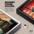 Long vertical retro poster style artwork featuring the Statue of Liberty standing on her pedestal holding the torch high with a tablet in her arm. Bold red sunburst rays radiate behind the monument while distressed textures and muted green tones create a vintage propaganda inspired illustration of the iconic New York landmark.