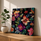 Dark Floral Wall Art Botanical Flower Framed Canvas Modern Nature Boho Home Decor