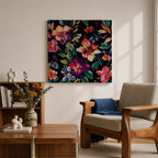 Dark Floral Wall Art Botanical Flower Framed Canvas Modern Nature Boho Home Decor
