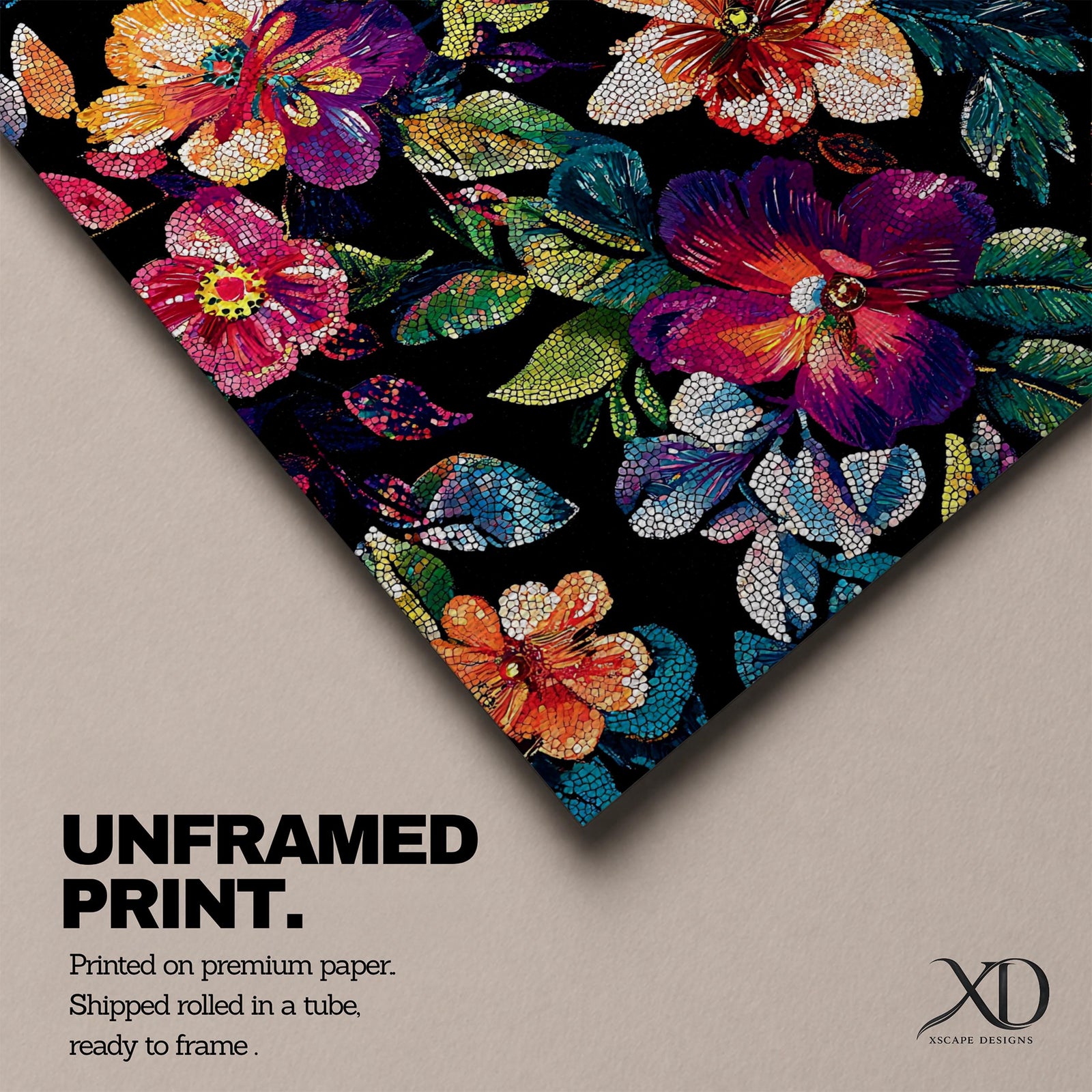 Dark Floral Wall Art Botanical Flower Framed Canvas Modern Nature Boho Home Decor