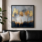 Golden Forest Wall Art Autumn Trees Framed Canvas Woodland Abstract Rustic Farmhouse Home Decor