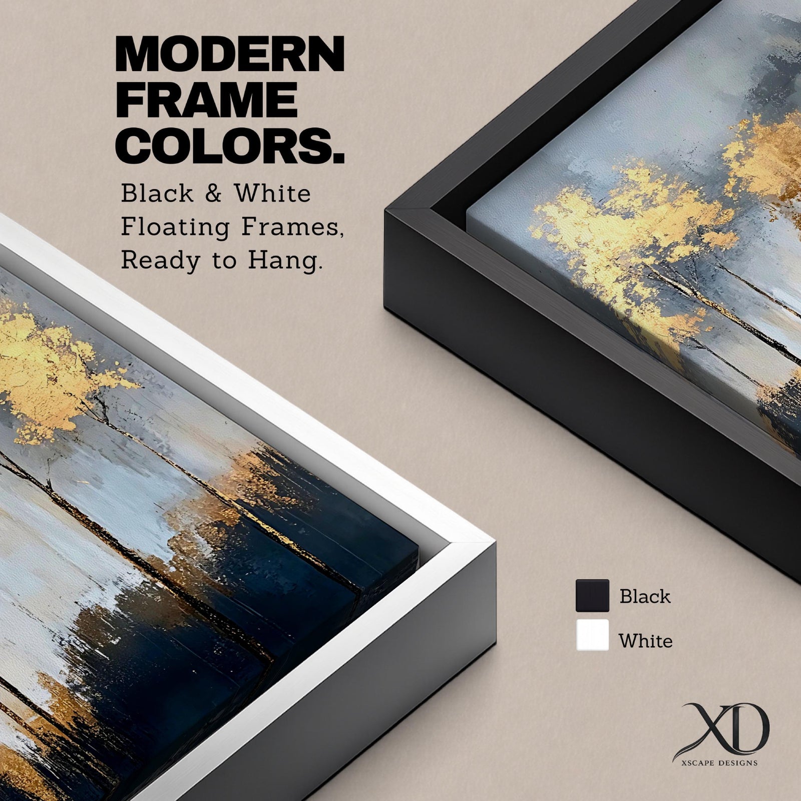 Golden Forest Wall Art Autumn Trees Framed Canvas Woodland Abstract Rustic Farmhouse Home Decor