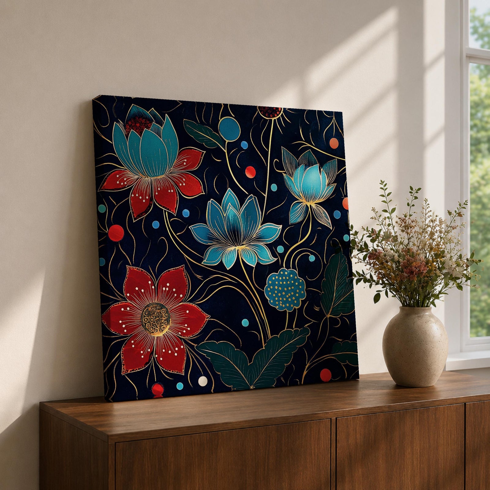 Lotus Wall Art Water Lily Framed Canvas Asian Zen Botanical Meditation Home Decor