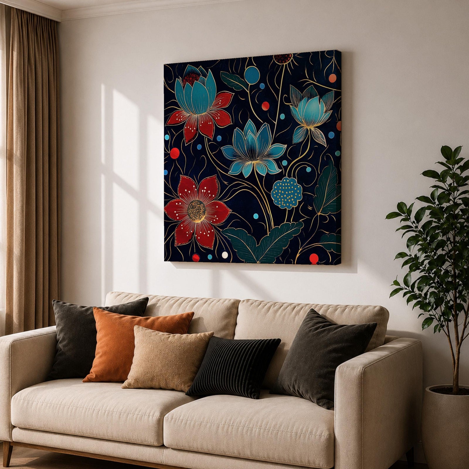 Lotus Wall Art Water Lily Framed Canvas Asian Zen Botanical Meditation Home Decor