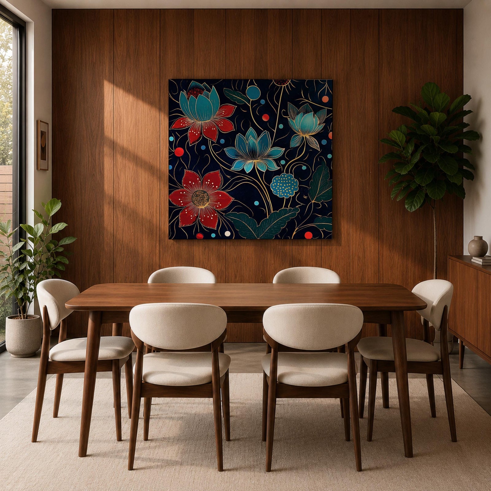 Lotus Wall Art Water Lily Framed Canvas Asian Zen Botanical Meditation Home Decor