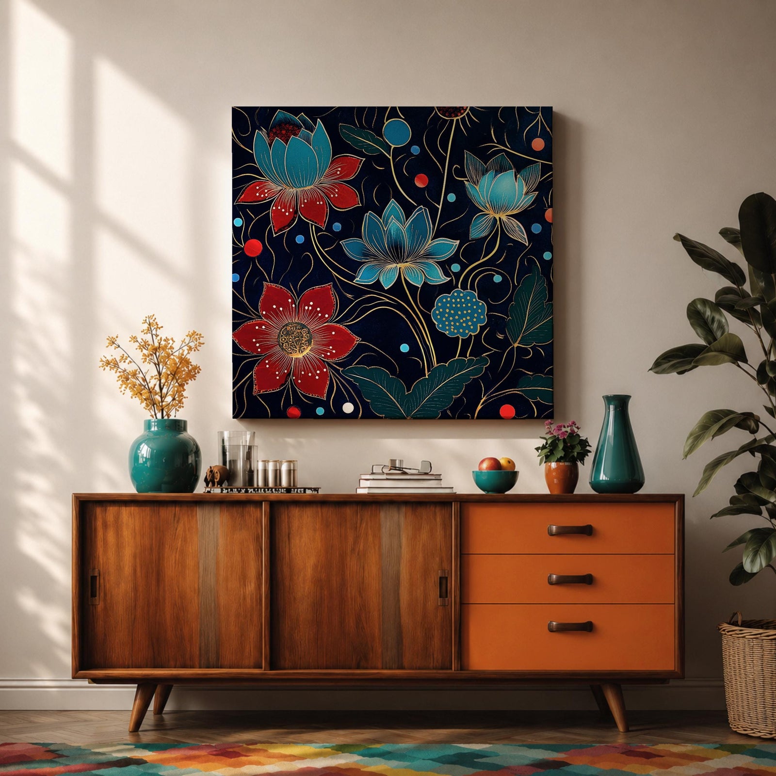 Lotus Wall Art Water Lily Framed Canvas Asian Zen Botanical Meditation Home Decor