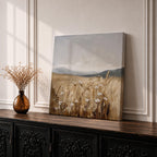 Wheat Field Wall Art Golden Meadow Framed Canvas Countryside Impasto Landscape Farmhouse Home Decor