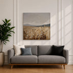 Wheat Field Wall Art Golden Meadow Framed Canvas Countryside Impasto Landscape Farmhouse Home Decor