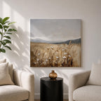 Wheat Field Wall Art Golden Meadow Framed Canvas Countryside Impasto Landscape Farmhouse Home Decor