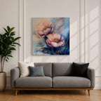 Peony Wall Art Garden Flower Framed Canvas Botanical Gold Accent Boho Home Decor