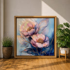 Peony Wall Art Garden Flower Framed Canvas Botanical Gold Accent Boho Home Decor