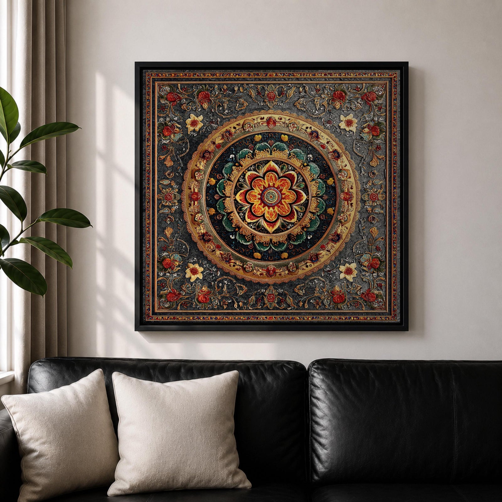 Islamic Mandala Wall Art Arabesque Framed Canvas Mosaic Arabic Culture Muslim Home Decor
