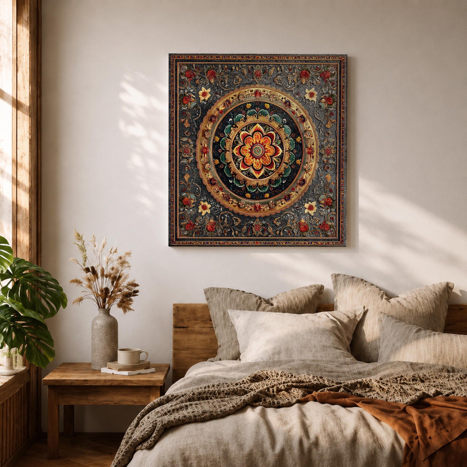 Islamic Mandala Wall Art Arabesque Framed Canvas Mosaic Arabic Culture Muslim Home Decor