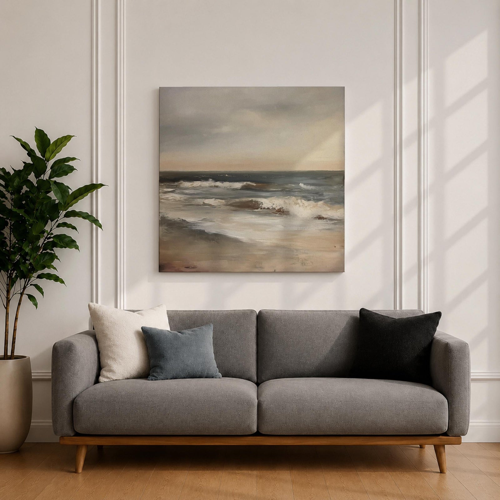 Ocean Seascape Wall Art Beach Waves Framed Canvas Coastal Minimalist Rustic Home Decor