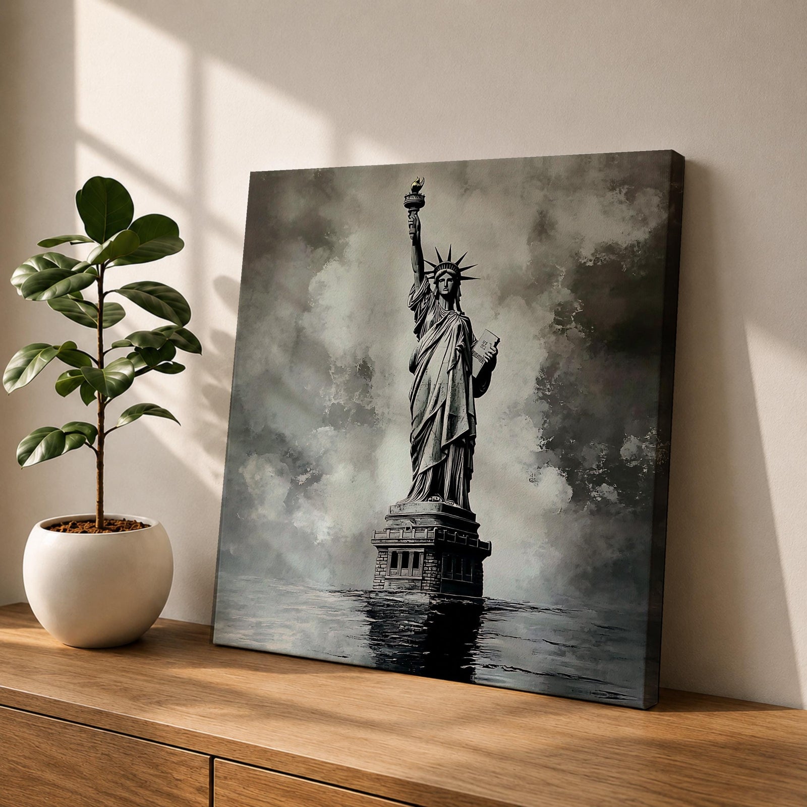 Statue of Liberty Wall Art Lady Liberty Framed Canvas New York Vintage Home Decor