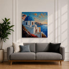 Santorini Church Wall Art Greek Island Framed Canvas Mediterranean Coastal Landscape Living Room Decor