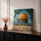 Dome of the Rock Mosaic Wall Art Jerusalem Framed Canvas Islamic Cultural Home Decor