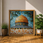 Dome of the Rock Mosaic Wall Art Jerusalem Framed Canvas Islamic Cultural Home Decor