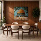 Dome of the Rock Mosaic Wall Art Jerusalem Framed Canvas Islamic Cultural Home Decor