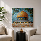 Dome of the Rock Mosaic Wall Art Jerusalem Framed Canvas Islamic Cultural Home Decor