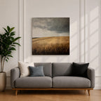 Stormy Field Wall Art Golden Meadow Framed Canvas Farmhouse Nature Rustic Home Decor