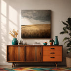 Stormy Field Wall Art Golden Meadow Framed Canvas Farmhouse Nature Rustic Home Decor