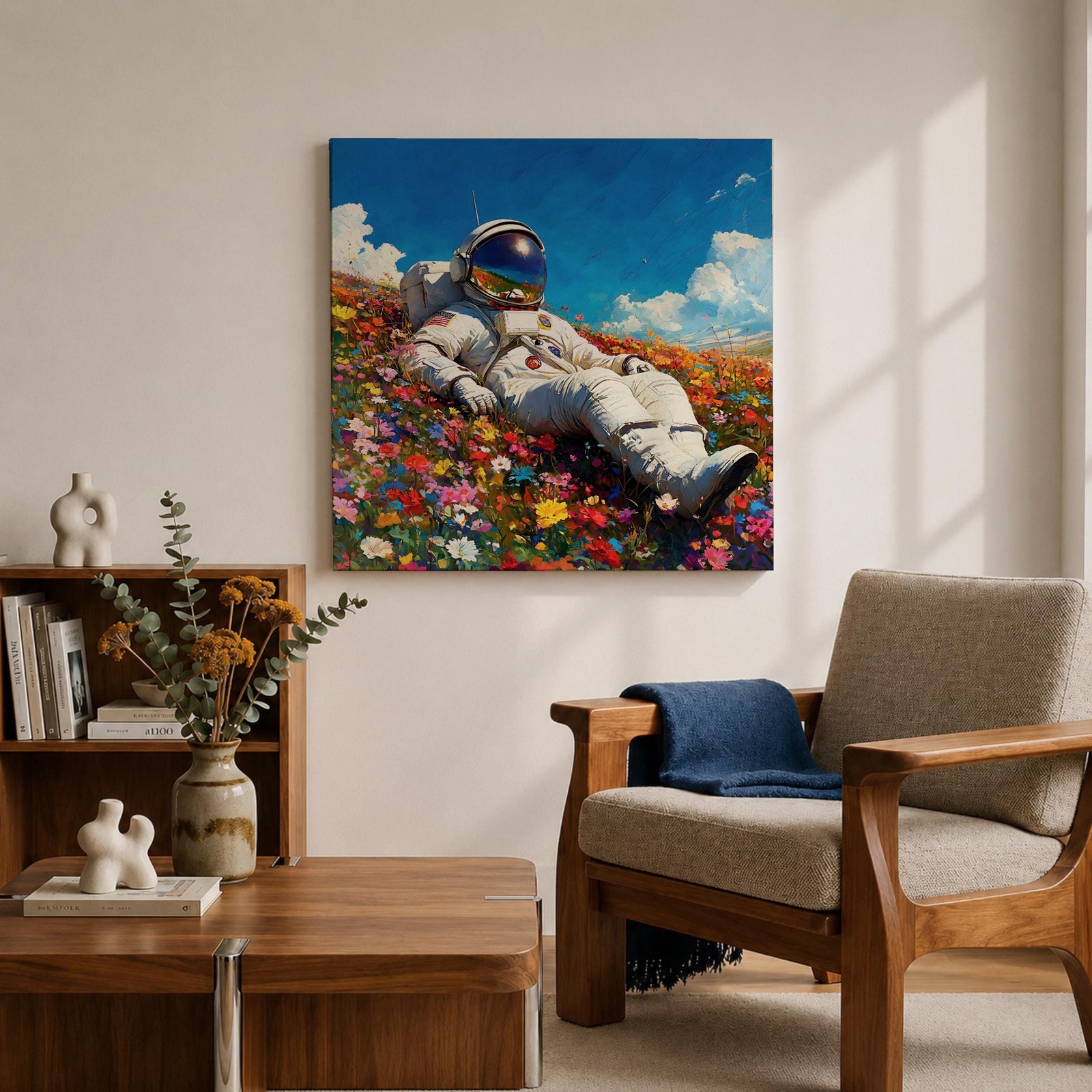 Astronaut Wall Art Space Explorer Framed Canvas Cosmic Galaxy Outer Space Home Decor