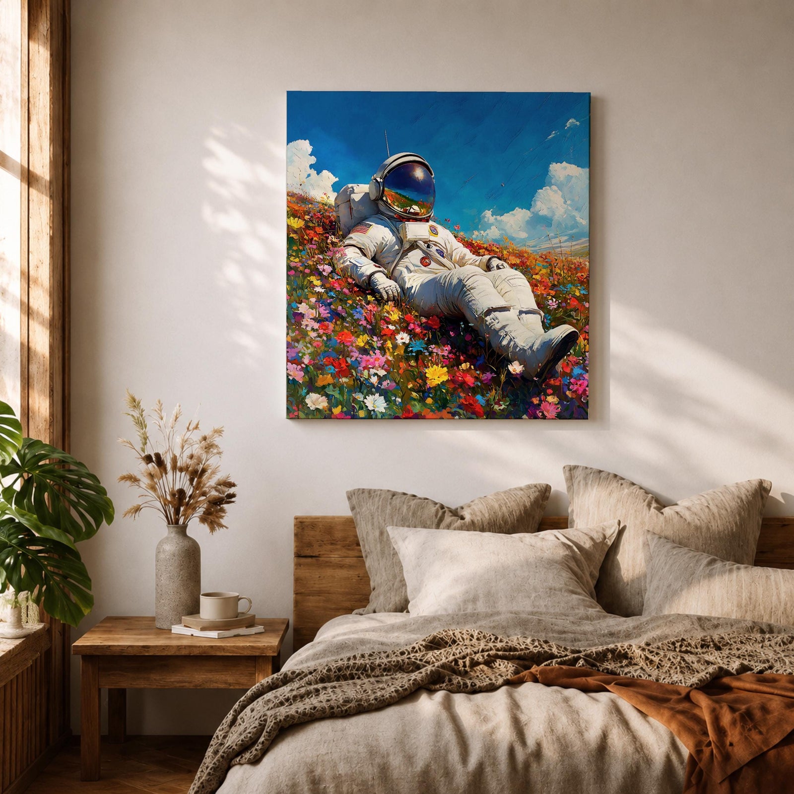 Astronaut Wall Art Space Explorer Framed Canvas Cosmic Galaxy Outer Space Home Decor